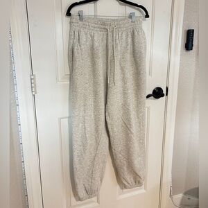 H&M Gray Cotton-Blend Cuffed Sweatpants